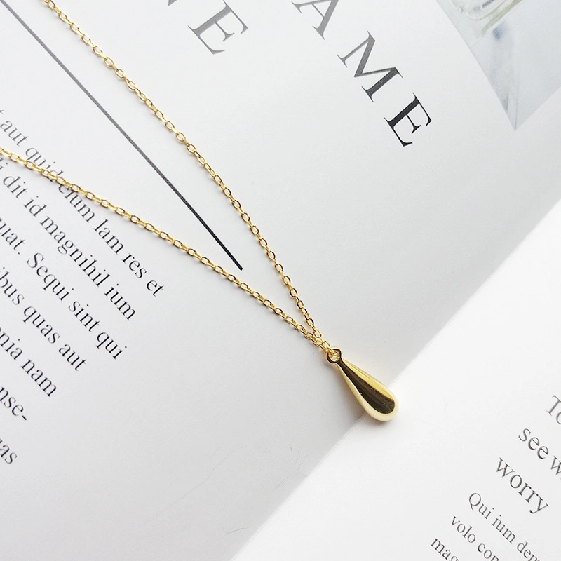 925 Silver Golden Water Dropping Clavicle Chain Dropping Fashion Women Necklace