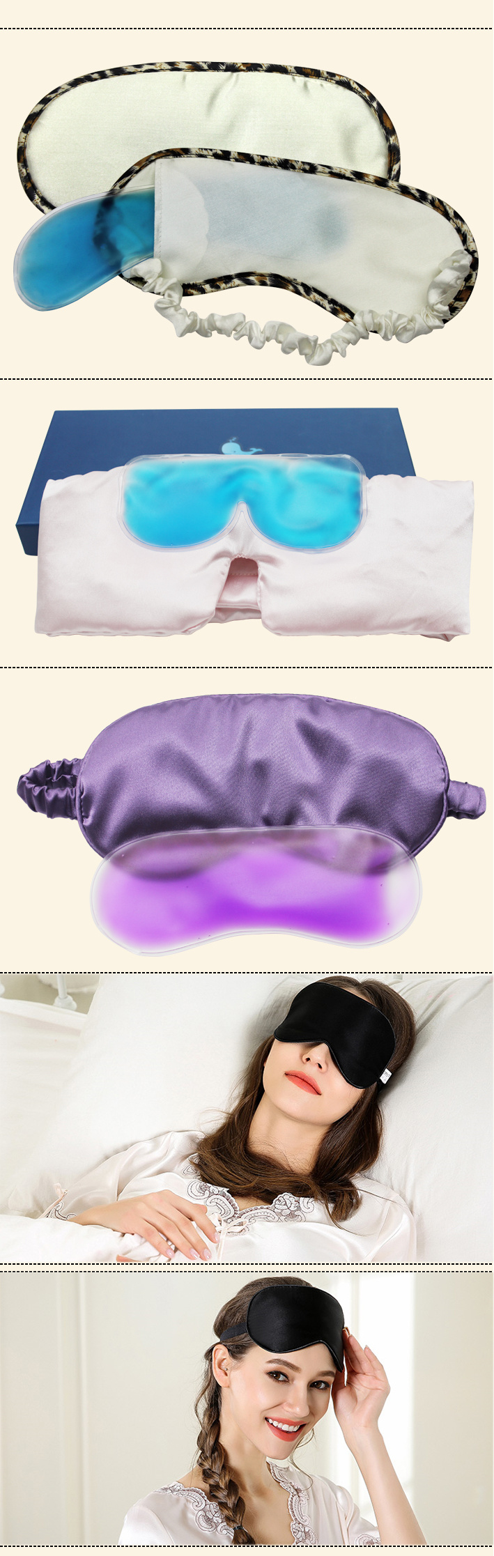Wholesale Soft Comfortable Silk Sleep Eye Mask with One Free Ear Plugs