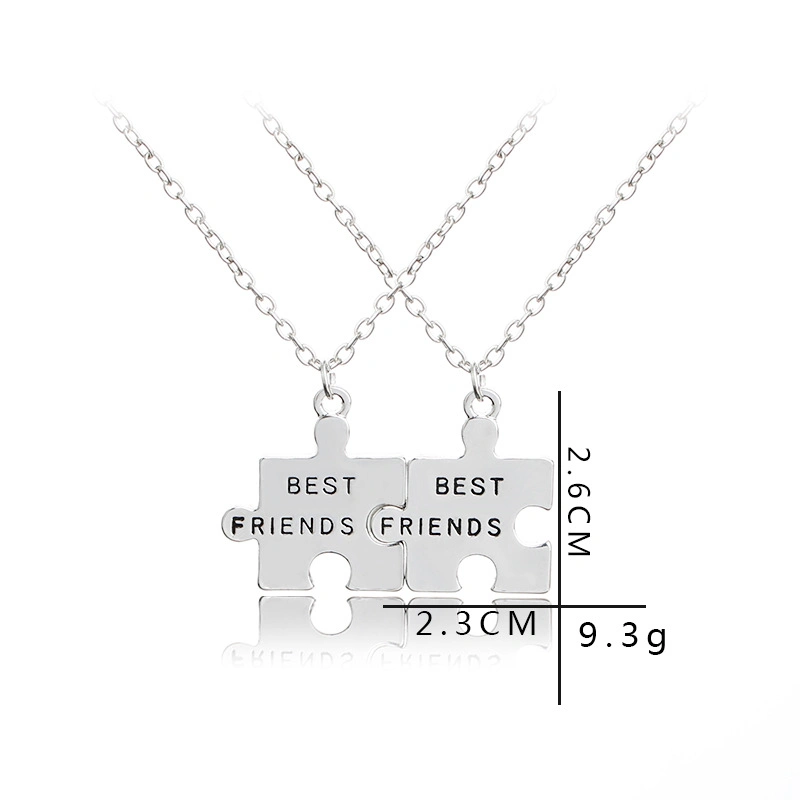 Silver Best Friends Friendship Pendant Alloy Necklace Set