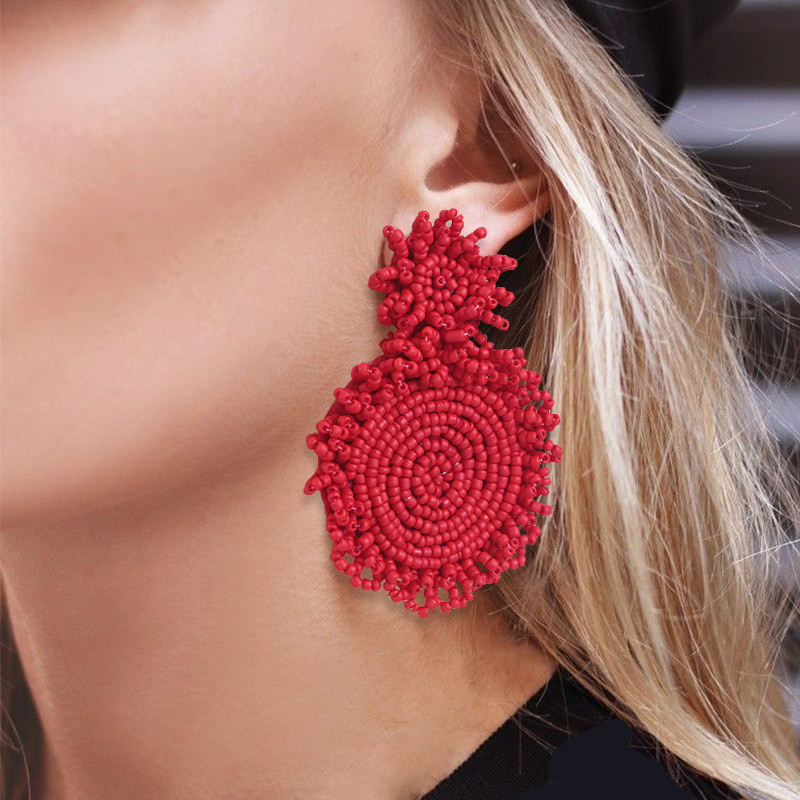Boho Tassel Beads Drop Earrings for Women Trendy Geometric Resin Statement Earrings Party Gifts Jewelry (ESG11402)