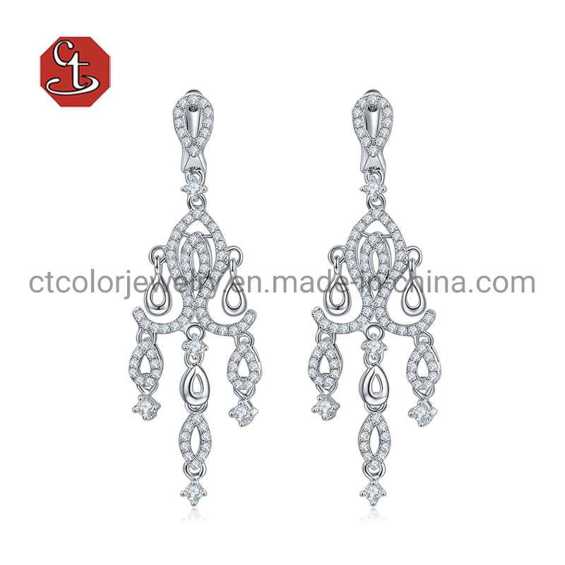 Fashion Women Customized Jewelry 925 Silver Zircon Crystal Pearl Earrings