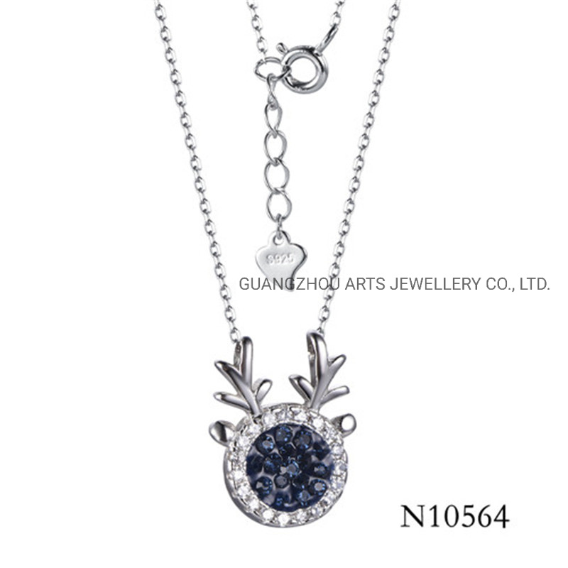 Fashion Silver Jewelry Reindeer Czs Necklace