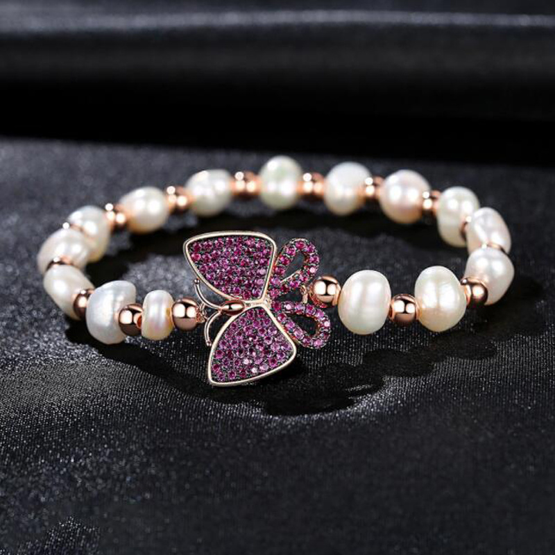 Fashion Jewelry Beaded Butterfly Baroque Nature Pearl Bracelet Jewelry