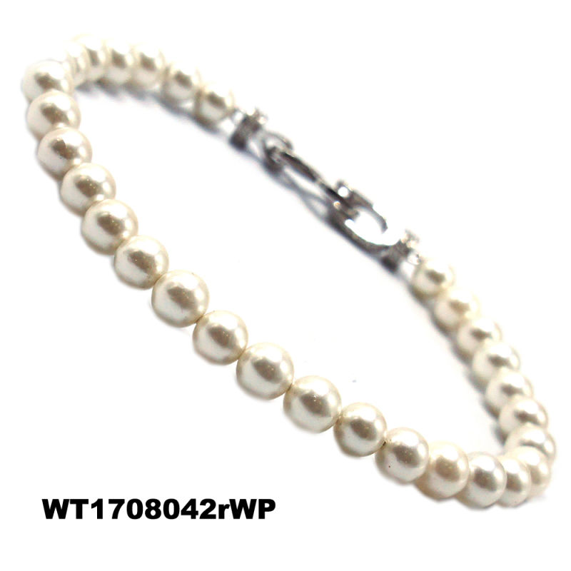 Pearl Bracelet/Rhodium Plated/Fashion Jewelry/Fashion Bracelet/Flower Shell Bracelet