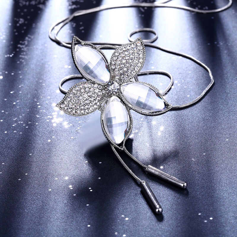 Flower Shape Pendant Glass Fashion Necklace Women Jewelry
