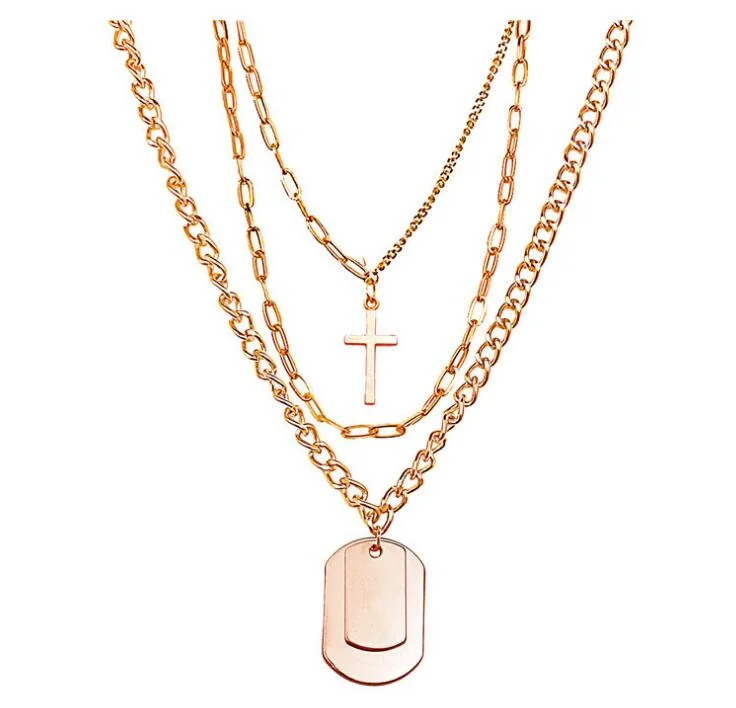 Hip Hop Multi-Layered Cross Necklace Fashion Street Style Necklace