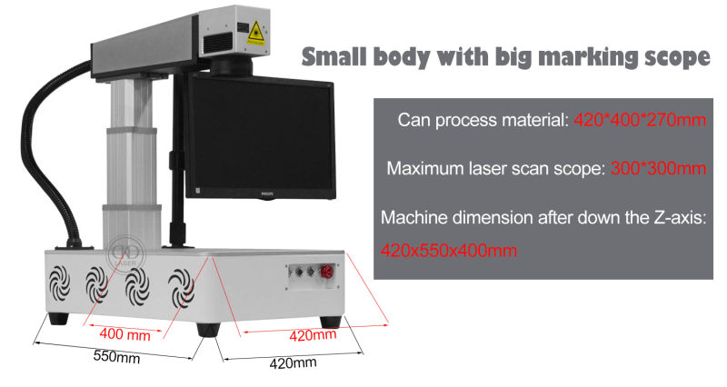 All-in-One 30W Fiber Laser Portable Printing Machinery for Plasctic PCB Logo Marking Metal Engraving Phone Case Gold Chain Cutting Ring Numbering