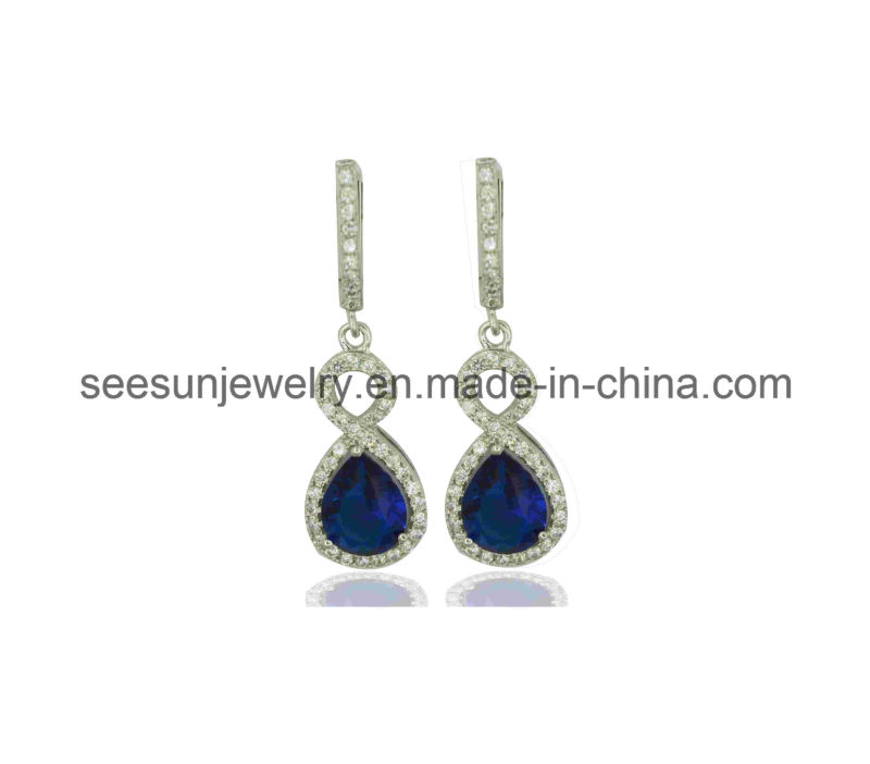 925 Silver Dangling Earring with Black CZ for Women
