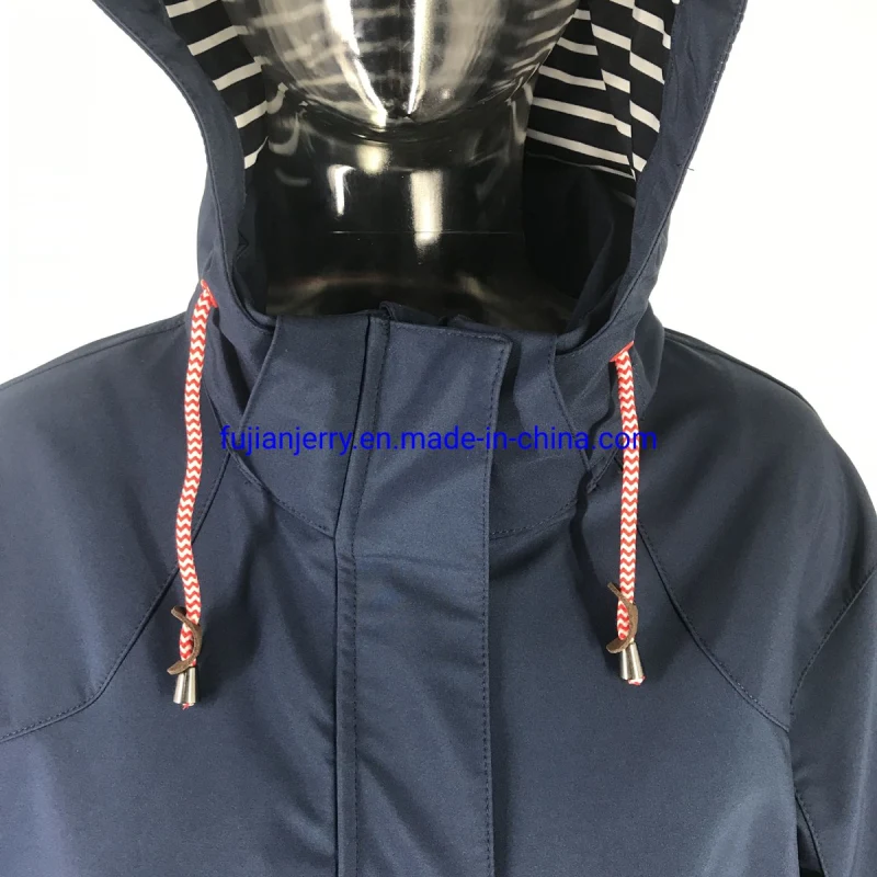 New Design Ladies Long Style Slim Water Repellent Windproof Windbreaker Jacket