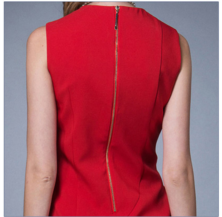 Fashion Elegant Ladies Office Wear Dresses Red Short Sleeve Formal Women Slim Fit Dress