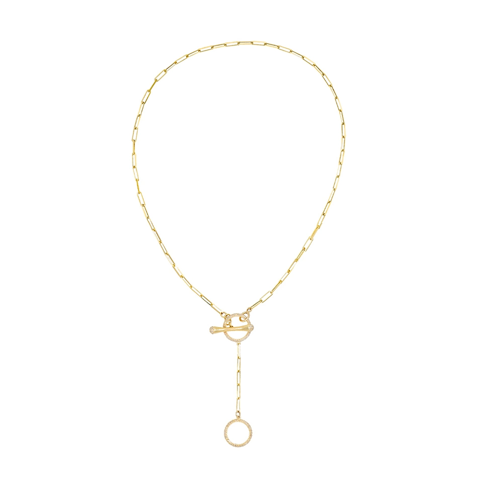 Hot 18K Gold Plated Dainty Wear Necklace Jewelry 925 Sterling Silver Chain Toggle Link Lariat Necklace