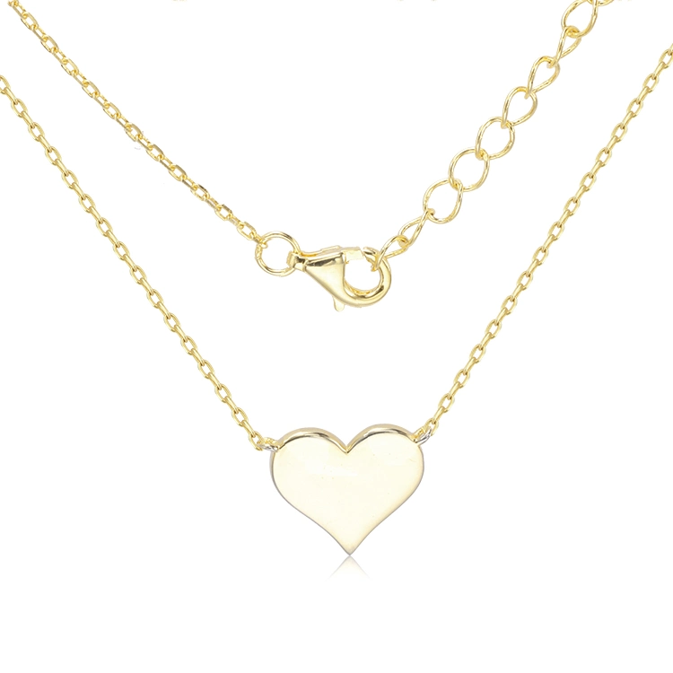 Fashion Sterling Silver Necklace Heart Shape Yellow Gold Simple Necklace
