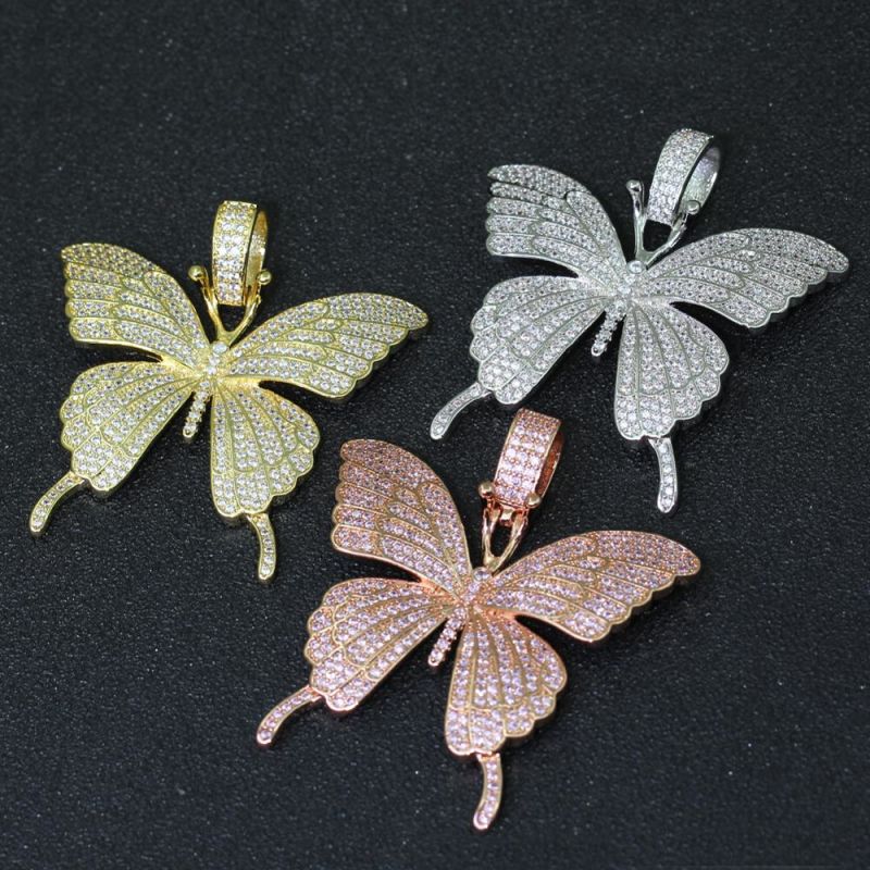 Cubic Zircon Butterfly Pendants Women Necklace Men's Hip Hop Necklace Party Jewelry Gift