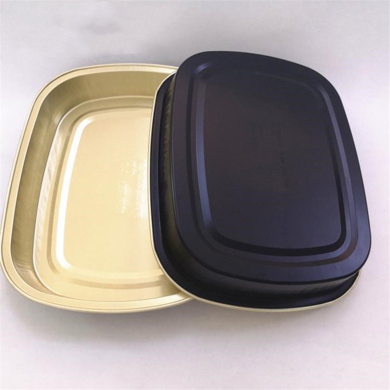 Black Golden 600ml Aluminum Foil Take-out Packaging Box Circular High-End Golden Thickening Can Seal Fast Food Tin Foil Box Covers,