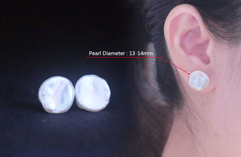 Fashion Earrings Jewelry Sterling Silver Keshi White Cultured Baroque Freshwater Pearl Earrings