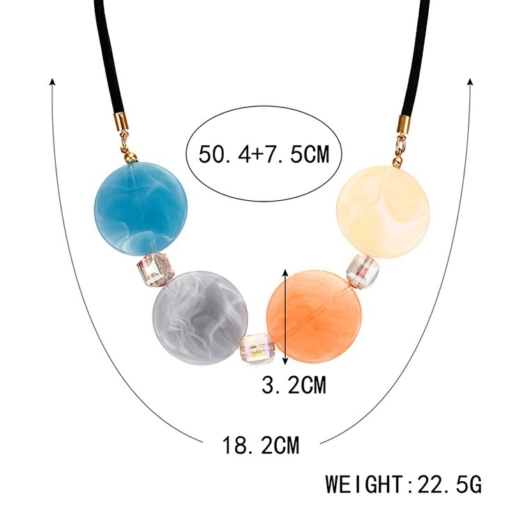 Candy Colors Acrylic Necklace Ladies Round Disc Pendant Necklace