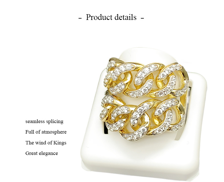 Latest Custome Jewelry Hiphop Fashion Gold Hiphop Ring