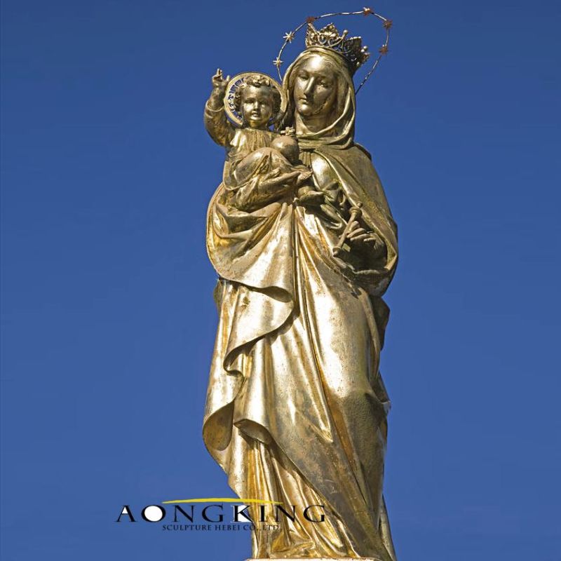 Best Selling Golden Catholic Golden Bronze Virgin Mary Statue