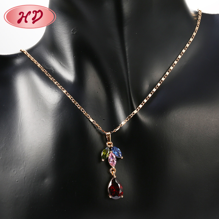 Fashion 18K Gold Plated CZ Crystal Jewelry Chain Sets for Women