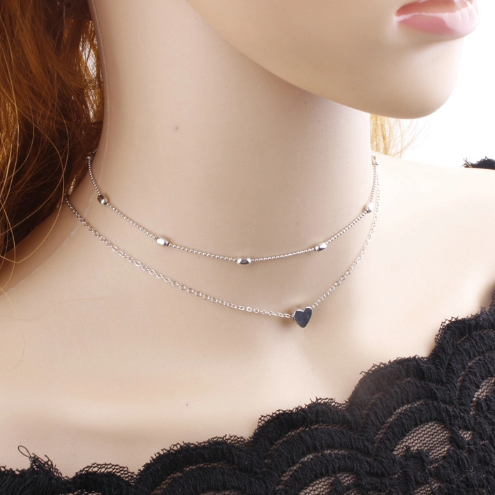 Silver Gold Color Choker Necklace for Women Love Heart Jewelry Fashion Necklaces