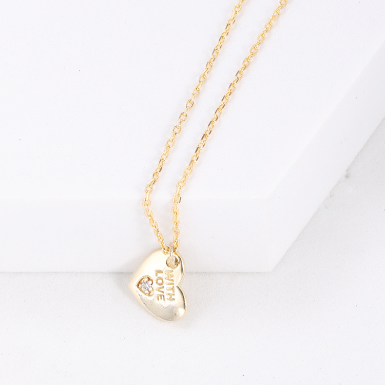 Yellow Gold Necklace Heart Shape Necklace for Women