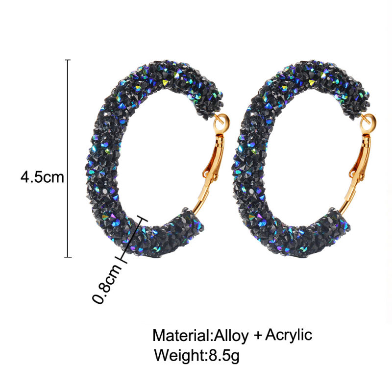 Fashionable and Simple Personality Retro and Exaggerated Earrings Circle Crystal Earrings Earrings Pendant
