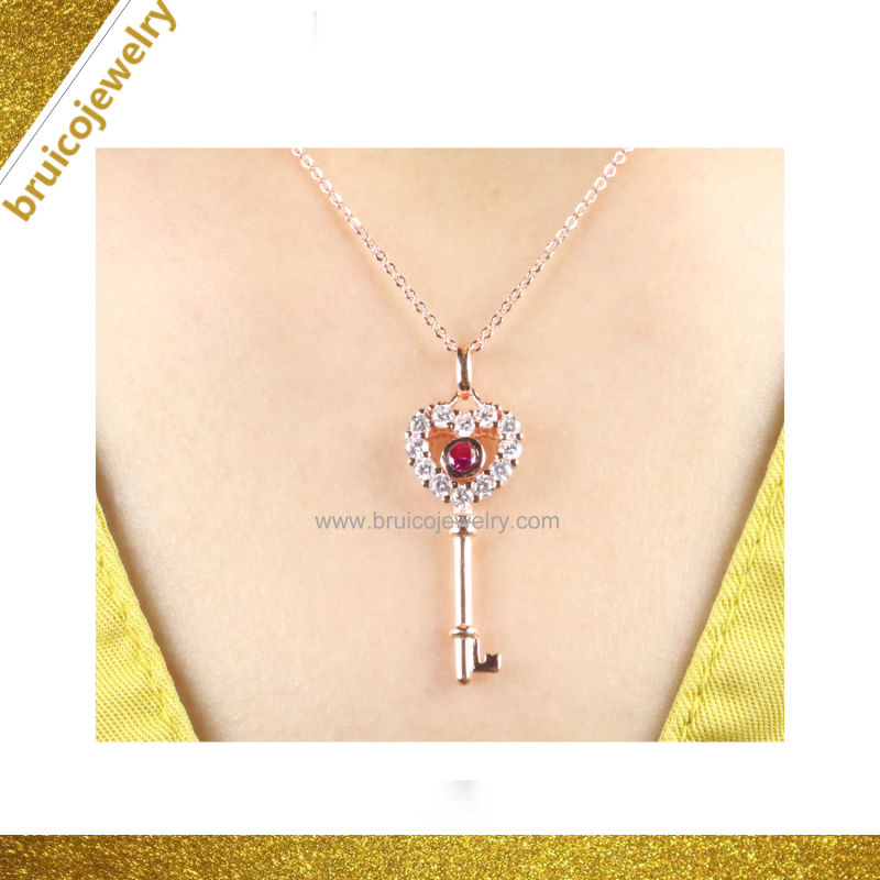 Trendy Sweater Chain Rhodium Plating Necklace Jewelry Key Necklace