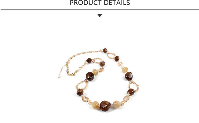 Wholesale Fashion Jewelry Brown Bead Gold Necklace