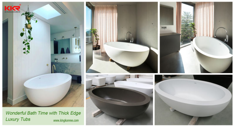 Modern Round Japanese High Acrylic Stone Freestanding Round Bathtub Soaking Tub