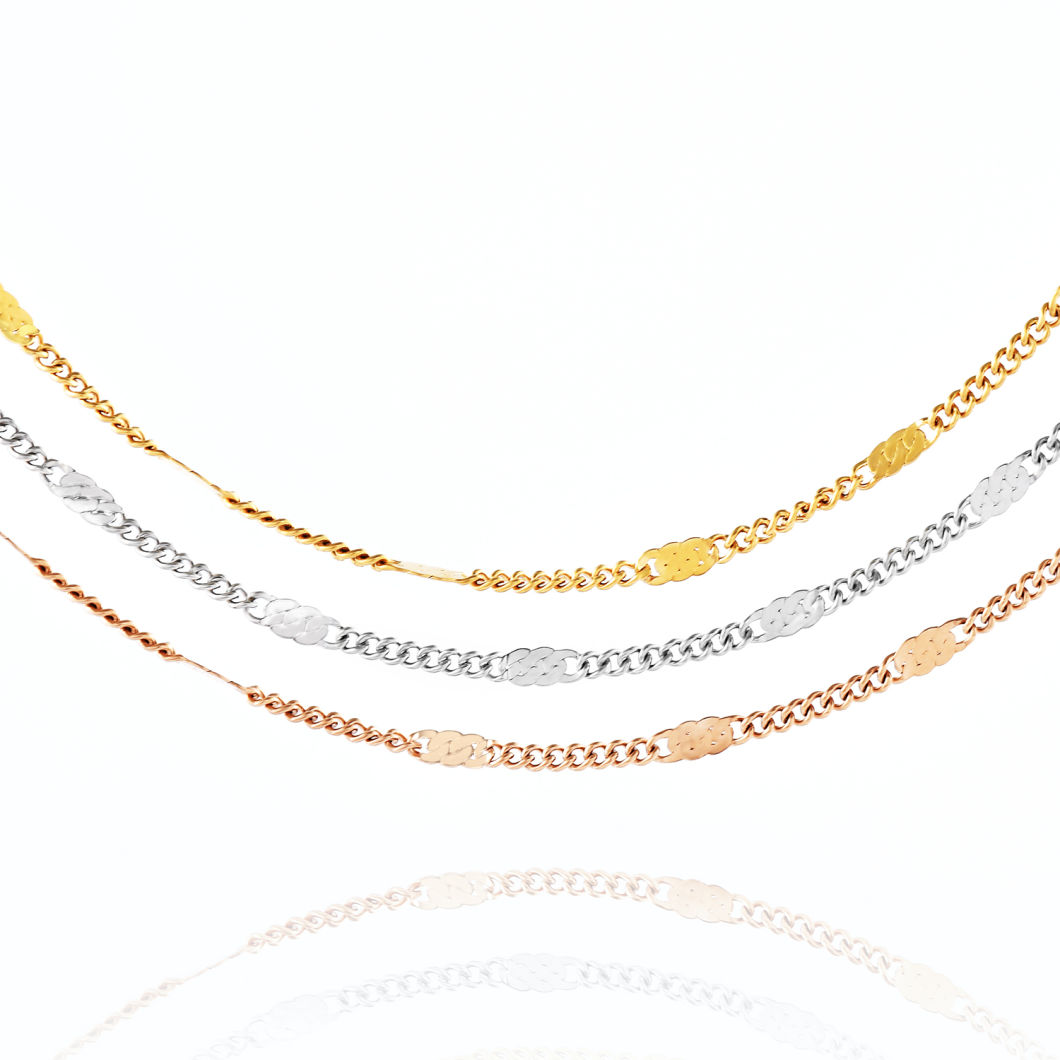 Wholesale Jewelry Necklace Stainless Steel Fashion Anklet Bracelet 18K Gold Plated with Clasp 18 Inch 20inch