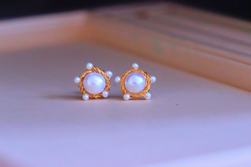 Fashion Pearl Jewelry Cultured Freshwater Pearl Stud Earrings