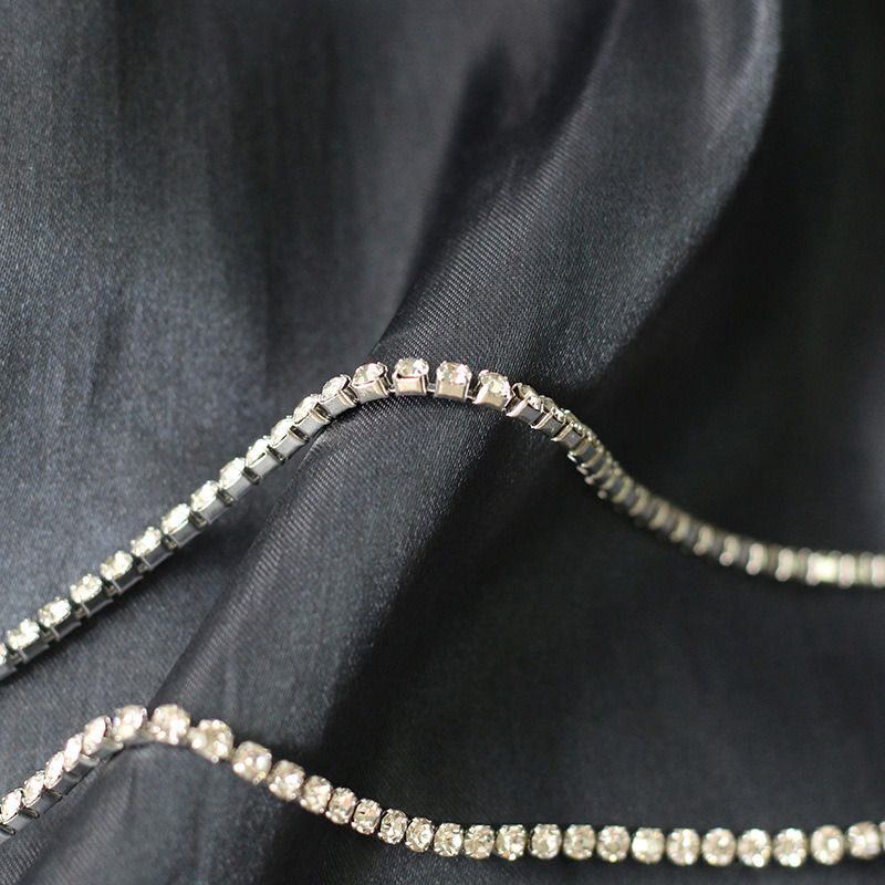 Wholesale Custom Silver Color Adjustable Size Stainless Steel 2.4mm CZ Cubic Zirconia Tennis Chain Necklace
