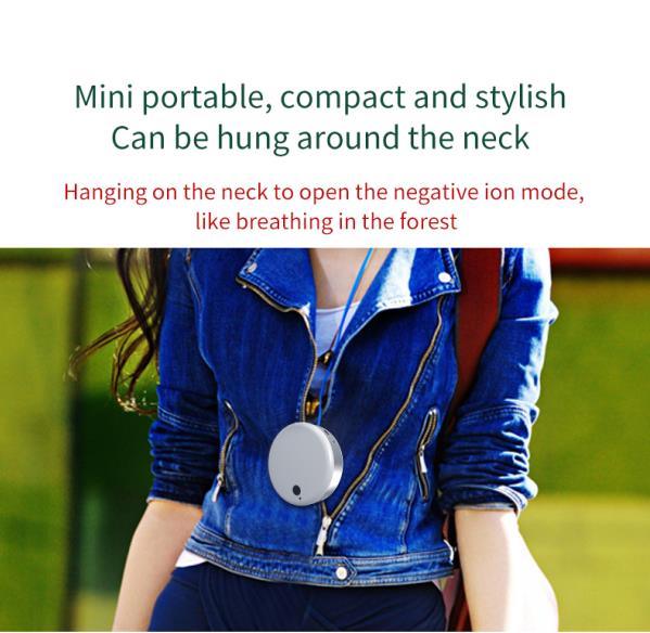 Portable Wearable Air Tamer Rechargeable Necklace Negative Ion Necklace Air Purifier