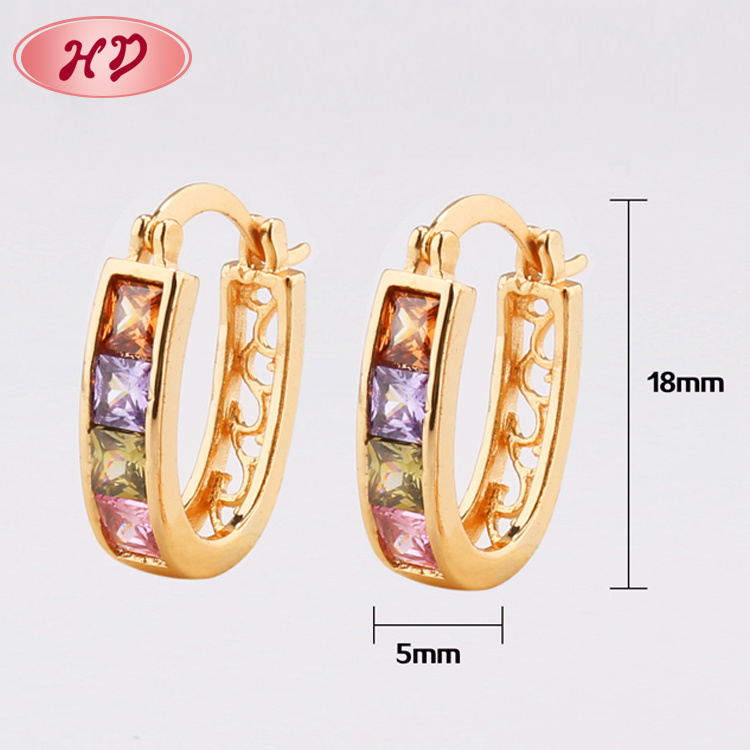 18K Gold Plated Hoop Huggie CZ Earrings for Women