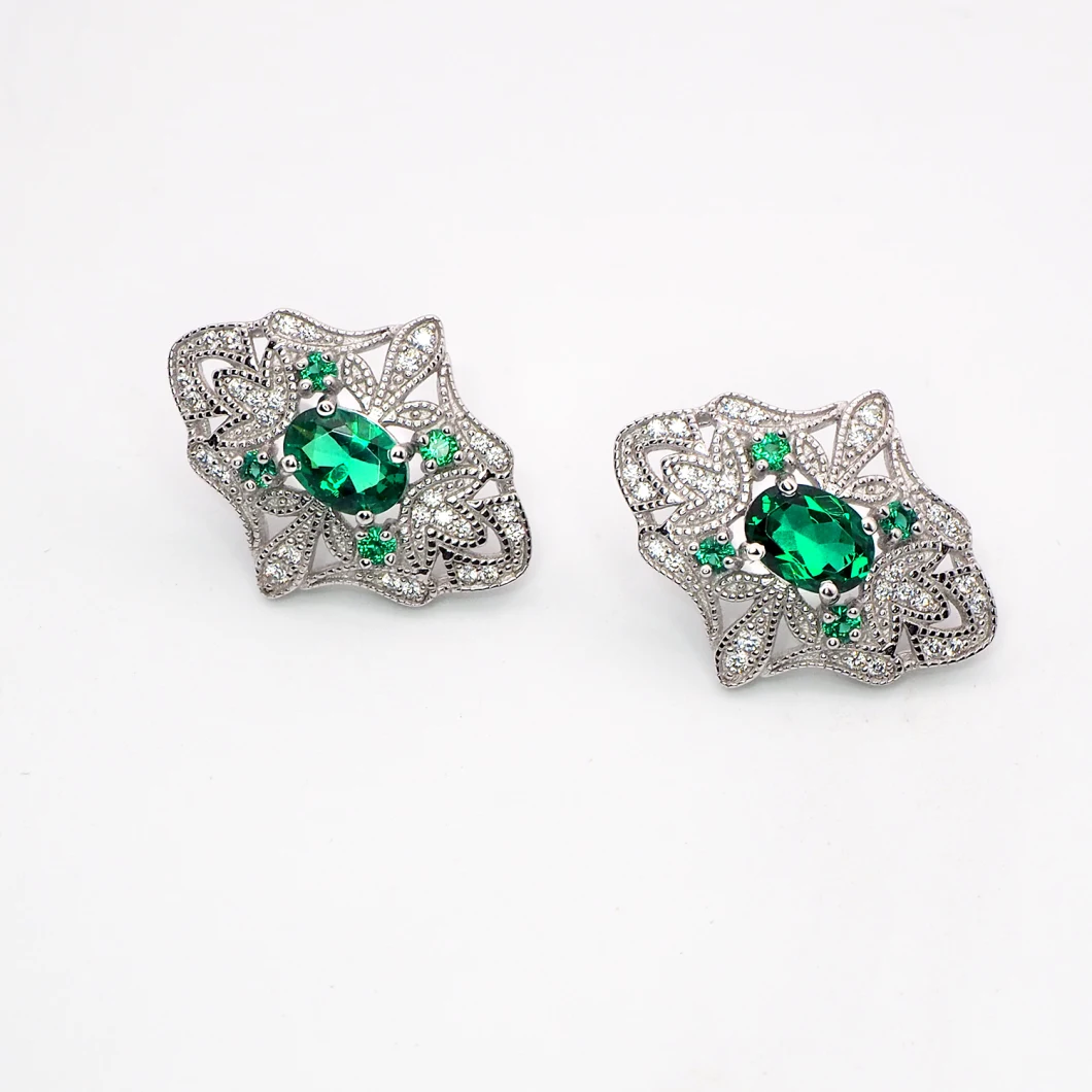 Factory Direct Wholesale Jewelry 925 Sterling Silver Created Emerald Pendants Wedding Jewelry Set Pendants