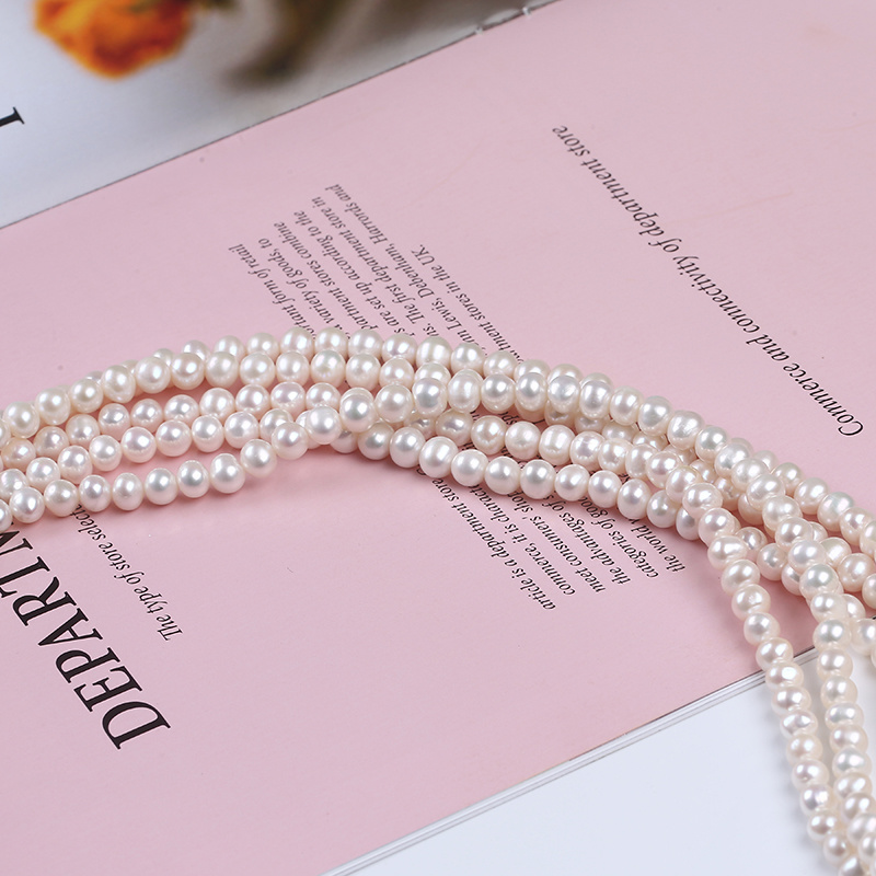 7.5mm White Oval Shape Freshwater Pearl