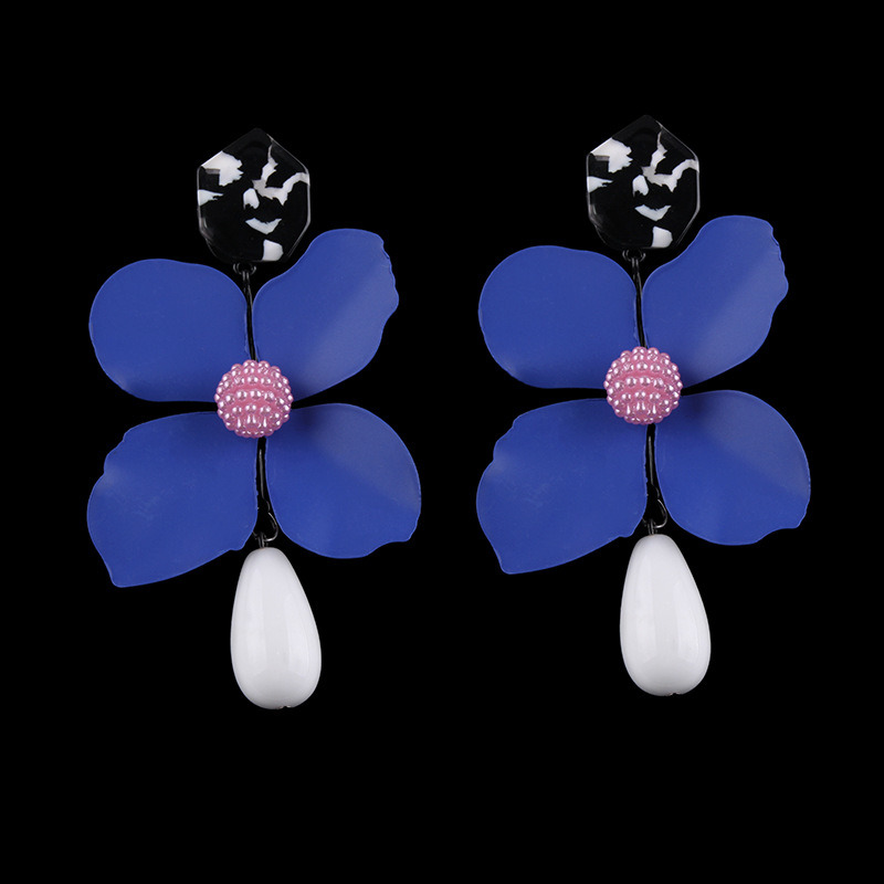 Catwalk Clothing Accessories Color Paint Flower Fashion Earrings