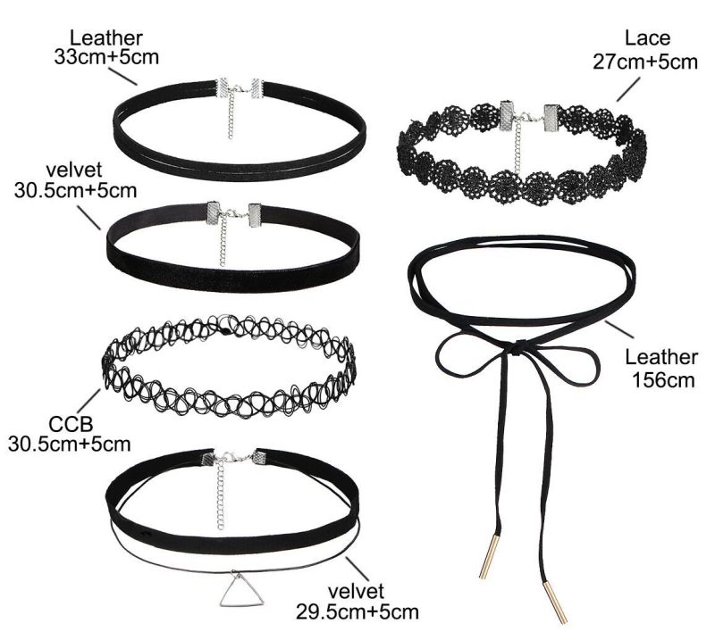 Lace Fishline Gothic Necklace Combo Necklace Vintage Collarbone Necklace Set
