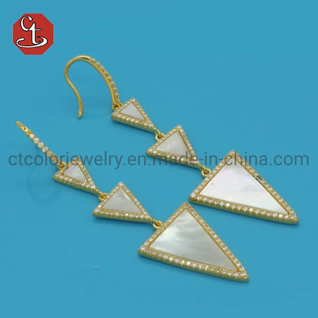 Triangle Mother of Pearl Earring Fashion Geometric Silver Earring Gold Color Eardrop