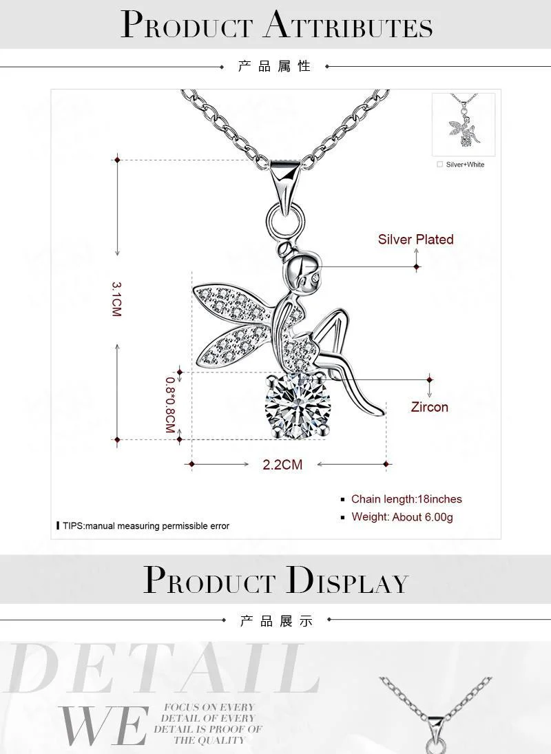 Fashion Butterfly Girl Set Zircon Anti-Allergy Joker Necklace Simple Joker Party Dress Accessories Necklace