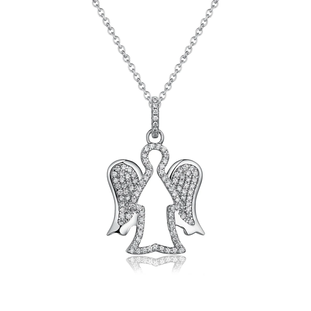 Anniversary CZ Christian Little Zircon 925 Sterling Silver Guardian Angel Women Necklace Pendant Jewelry