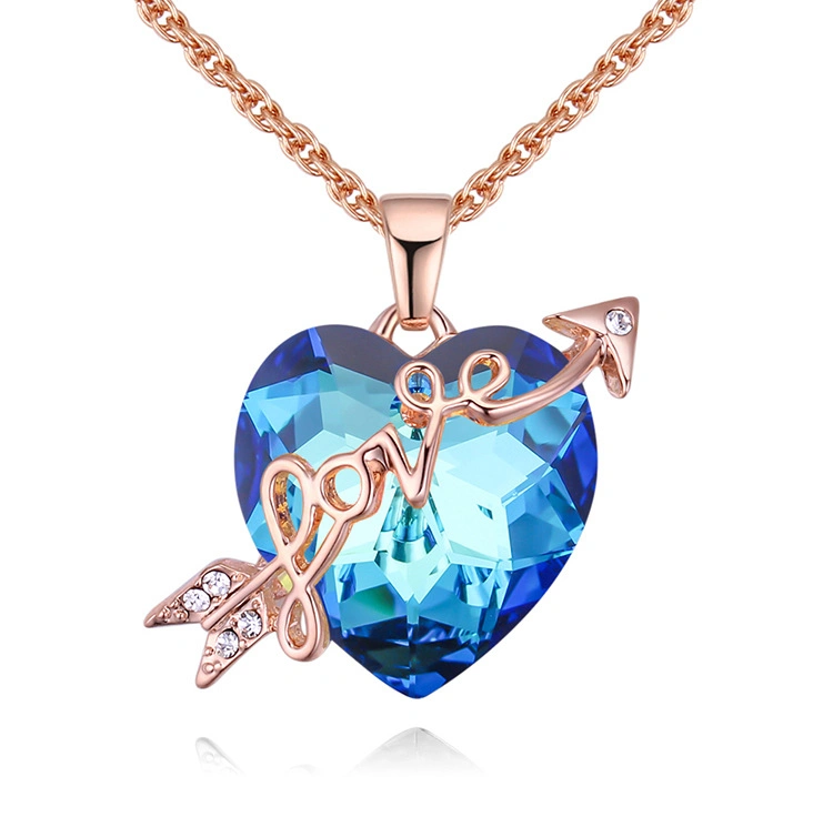 Austrian Crystal Heart Pendant Necklace for Women Gold Color Love Necklaces & Pendants Collares