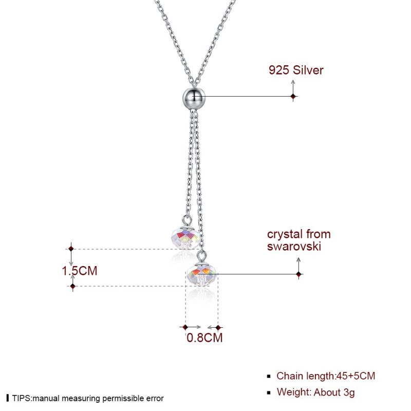 925 Sterling Silver Crystal Necklace with Pendant