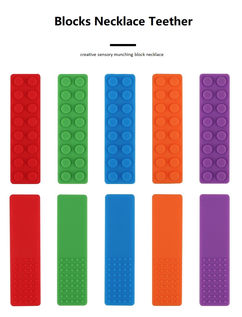 Eco-Friendly Silicone Brick Teething Necklace Accessories Silicone Baby Teether Toy Chew Pendant Baby