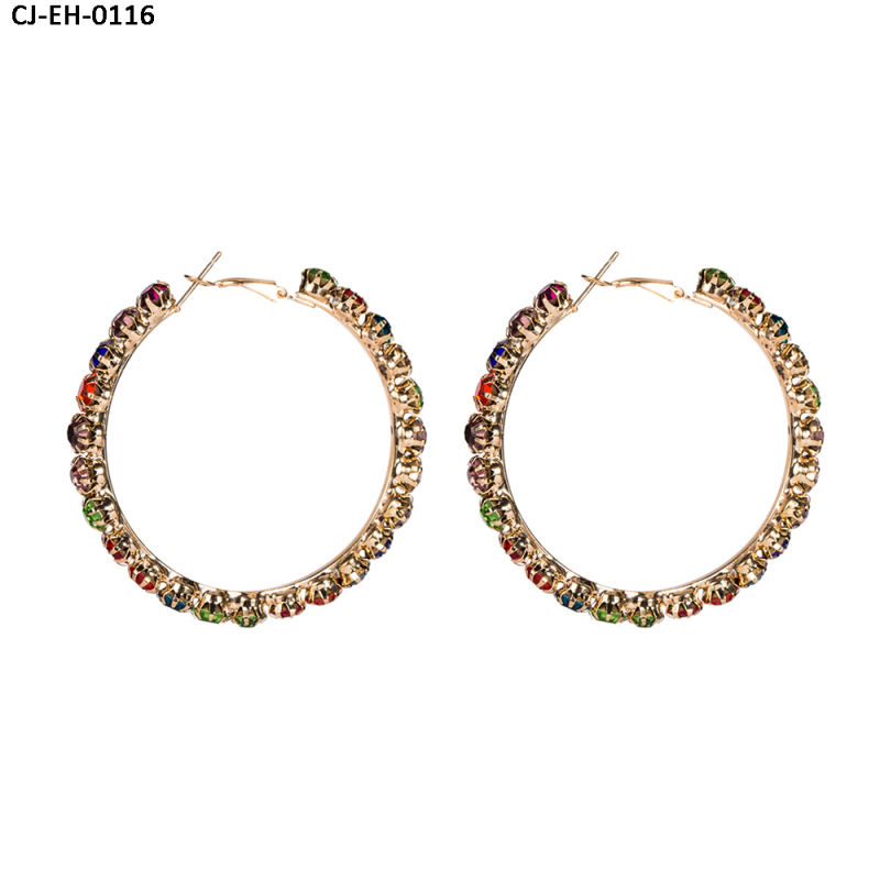 Retro fashion earrings acrylic color diamond earrings with large circle and diamond earrings
