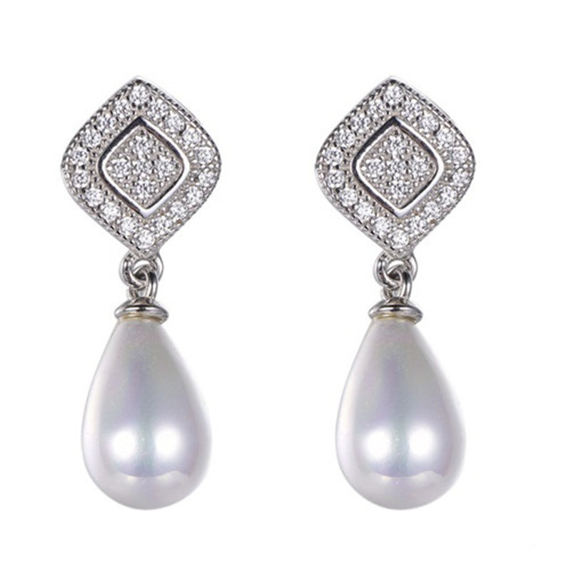 925 Silver Fashion Drop Earring with White Shell Pearl