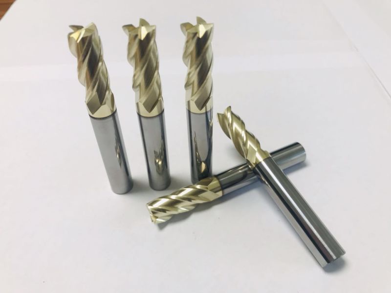 Manufacture HRC63 Carbide Square End Mill Golden Coating