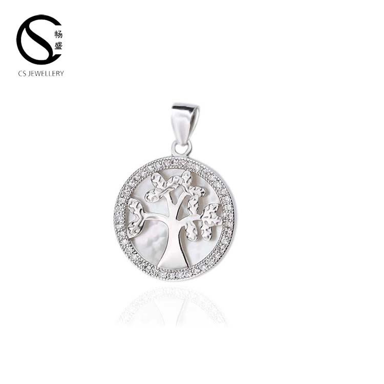 925 Sterling Silver Cubic Zirconia Tree of Life Pendant Necklace
