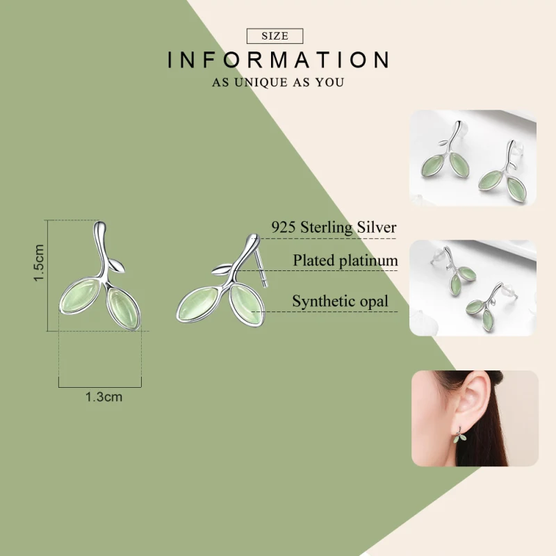 Elegant Synthetic Opal Sterling Silver Stud Earrings
