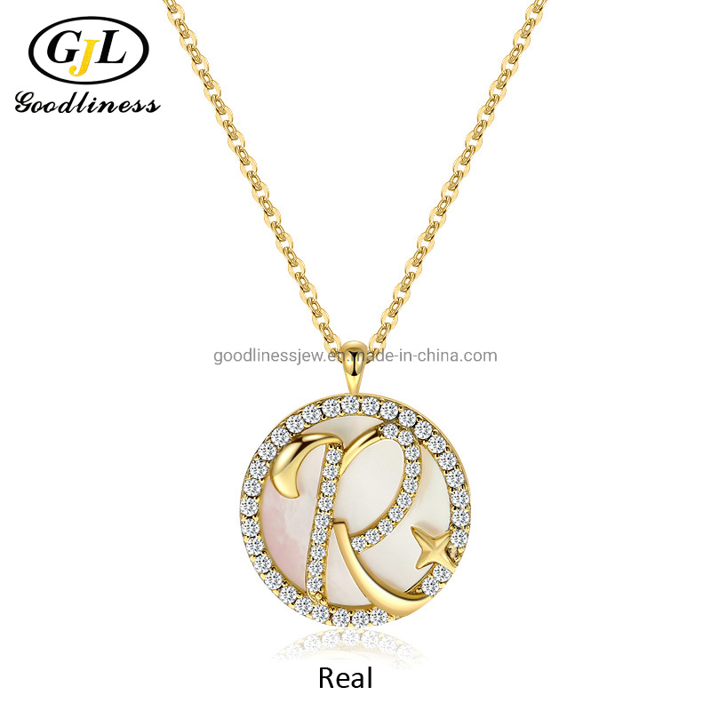 Fine Jewellery Mother of Pearl Pendant Letter Silver Necklace Fashion Jewelry